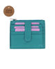 Immagine di DIVAS - Portacarte turchese in VERA PELLE con ribaltina e tasca porta spicci