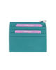 Immagine di DIVAS - Portacarte turchese in VERA PELLE con ribaltina e tasca porta spicci