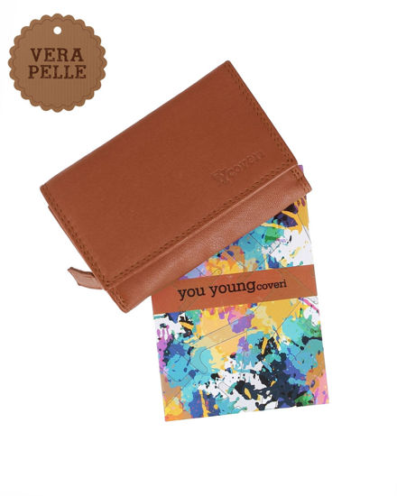 Immagine di YOU YOUNG COVERI - Portafoglio cuoio in VERA PELLE con patta e tasca portamonete