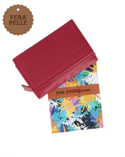 Immagine di YOU YOUNG COVERI - Portafoglio rosso in VERA PELLE con patta e tasca portamonete