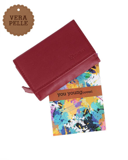 Immagine di YOU YOUNG COVERI - Portafoglio rubino in VERA PELLE con patta e tasca portamonete