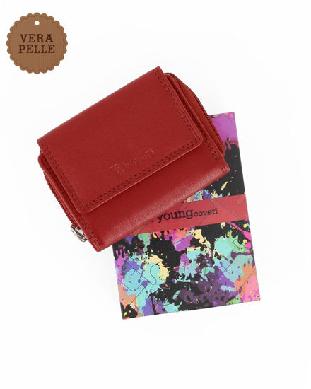 Immagine di YOU YOUNG COVERI - Portafoglio piccolo mattone in VERA PELLE con pattina e tasca portamonete