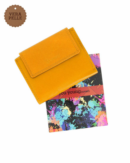 Immagine di YOU YOUNG COVERI - Portafoglio giallo in VERA PELLE con patta e ribaltina
