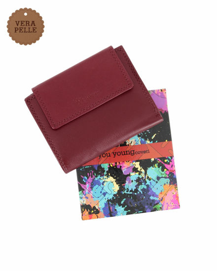 Immagine di YOU YOUNG COVERI - Portafoglio rubino in VERA PELLE con patta e ribaltina