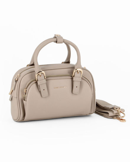 Immagine di DAVID JONES - Minibag a due manici taupe con tasca frontale, tracolla removibile