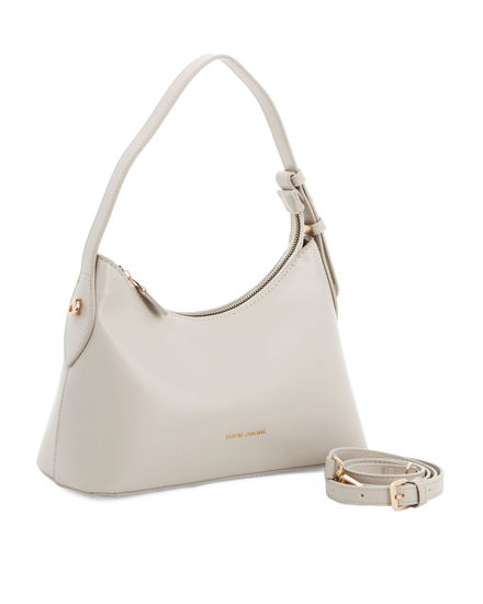 Immagine di DAVID JONES - Borsa a spalla crema con tasca posteriore, tracolla removibile