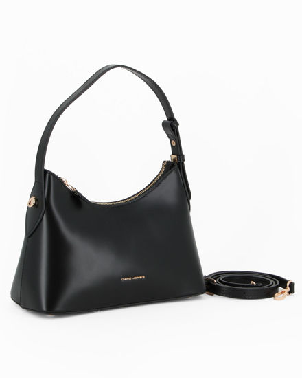 Immagine di DAVID JONES - Borsa a spalla nera con tasca posteriore, tracolla removibile