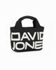 Immagine di DAVID JONES - Minibag a due manici nera con dettaglio scritte, tracolla regolabile