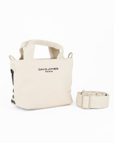 Immagine di DAVID JONES - Minibag a due manici latte con dettaglio scritte, tracolla regolabile