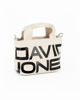 Immagine di DAVID JONES - Minibag a due manici latte con dettaglio scritte, tracolla regolabile