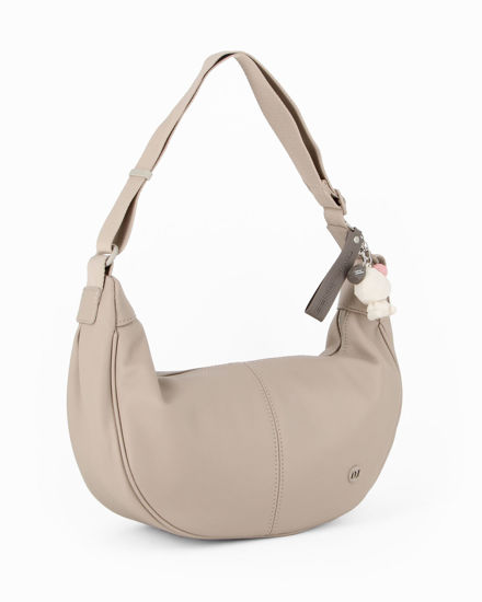 Immagine di DAVID JONES - Borsa mezzaluna taupe con ciondolo orsetto