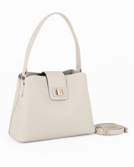 Immagine di DAVID JONES - Borsa a due manici latte con mini patta e tre scomparti principali