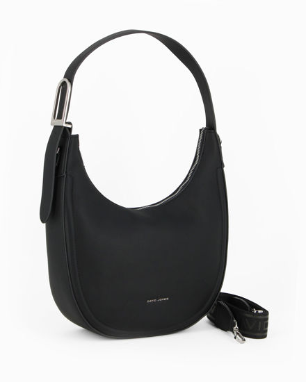 Immagine di DAVID JONES - Borsa a spalla nera con tasca posteriore, tracolla removibile
