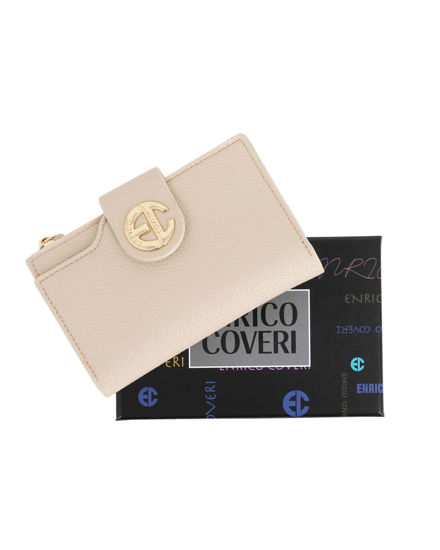 Immagine di ENRICO COVERI - Portafoglio beige da donna con pattina e tasca posteriore