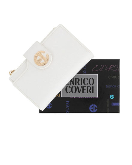 Immagine di ENRICO COVERI - Portafoglio bianco da donna con pattina e tasca posteriore