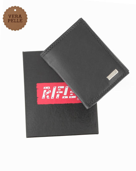 Immagine di RIFLE - Portafoglio nero in VERA PELLE con ribaltine