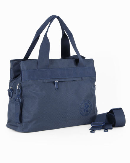 Immagine di RIFLE - Borsa a due manici blu con tasca frontale e tre scomparti principali