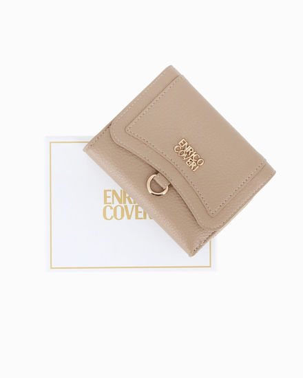 Immagine di ENRICO COVERI - Portafoglio taupe da donna con patta e tasca posteriore