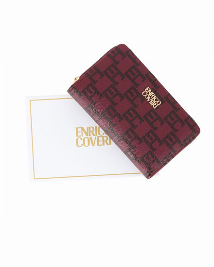 Immagine di ENRICO COVERI - Portafoglio bordeaux loggato da donna con due scomparti principali