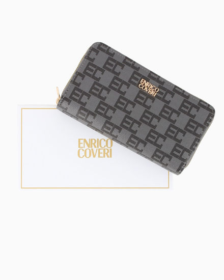 Immagine di ENRICO COVERI - Portafoglio grigio loggato da donna con doppia cerniera