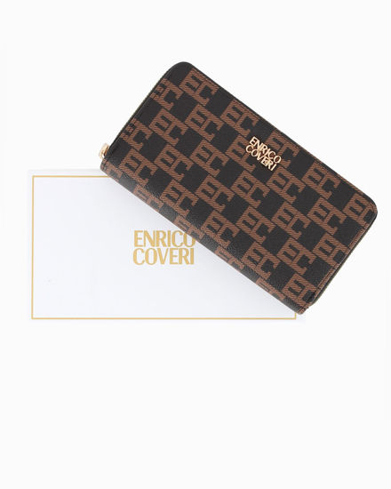 Immagine di ENRICO COVERI - Portafoglio nero loggato da donna con doppia cerniera