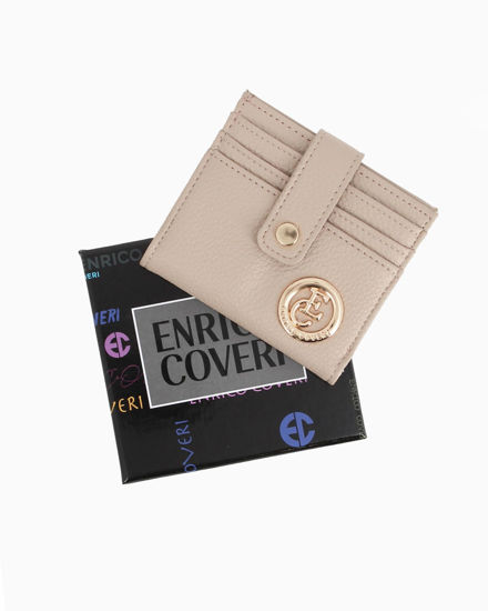Immagine di ENRICO COVERI - Portacarte beige da donna con pattina e logo