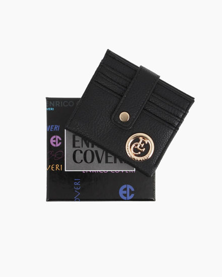 Immagine di ENRICO COVERI - Portacarte nero da donna con pattina e logo