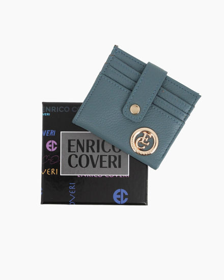 Immagine di ENRICO COVERI - Portacarte blu da donna con pattina e logo