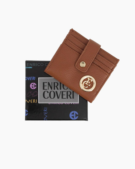 Immagine di ENRICO COVERI - Portacarte marrone da donna con pattina e logo