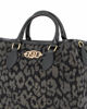 Immagine di CARRERA - Borsa  due manici nera leopardata con logo frontale, tracolla removibile
