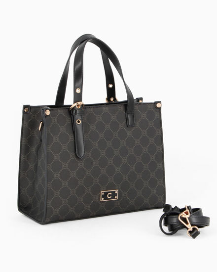 Immagine di CARRERA - Borsa a du manici logata nera, tracola removibile