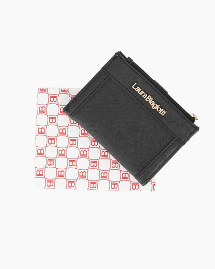 Immagine di LAURA BIAGIOTTI - Portafoglio nero da donna con pattina e taschino portamanete