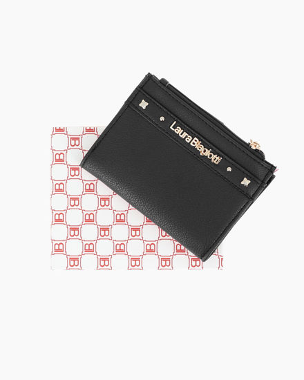 Immagine di LAURA BIAGIOTTI - Portafoglio nero da donna con pattina e taschino portamanete