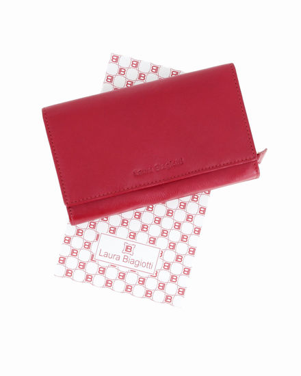 Immagine di LAURA BIAGIOTTI - Portafoglio rosso in VERA PELLE da donna con patta