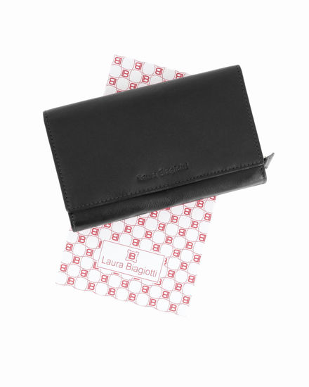 Immagine di LAURA BIAGIOTTI - Portafoglio nero in VERA PELLE da donna con patta