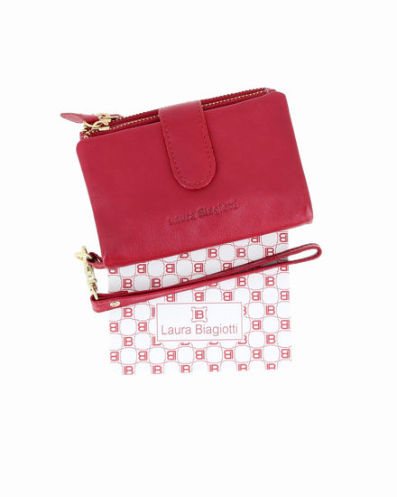 Immagine di LAURA BIAGIOTTI - Portafoglio rosso in VERA PELLE da donna con pattina e polsiera removibile