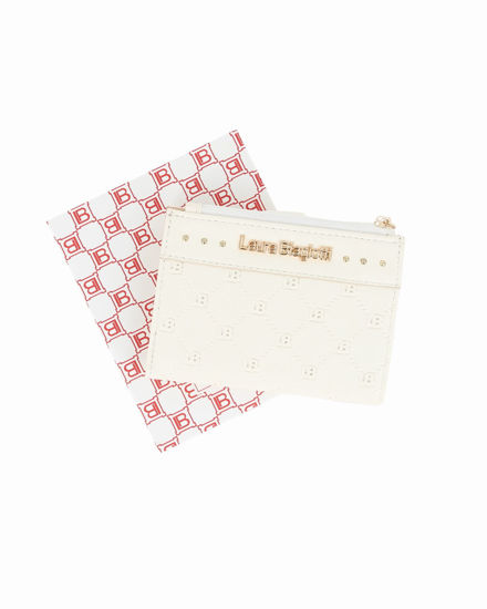 Immagine di LAURA BIAGIOTTI - Portafoglio bianco loggato da donna con pattina e taschino portamanete