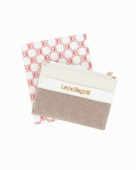 Immagine di LAURA BIAGIOTTI - Portafoglio bianco loggato da donna con pattina e taschino portamanete