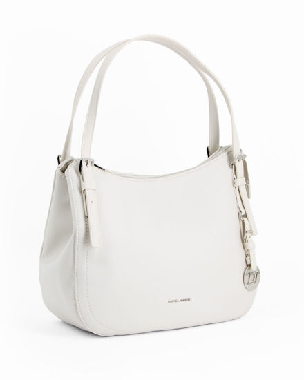 Immagine di DAVID JONES - Borsa a due manici crema con ciondolo e tasca posteriore