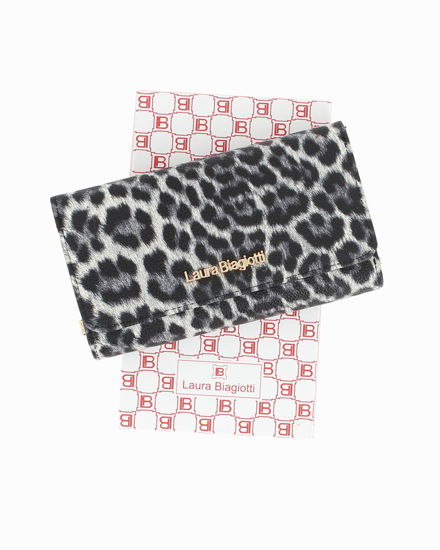 Immagine di LAURA BIAGIOTTI - Portafoglio leopardato nero da donna con patta