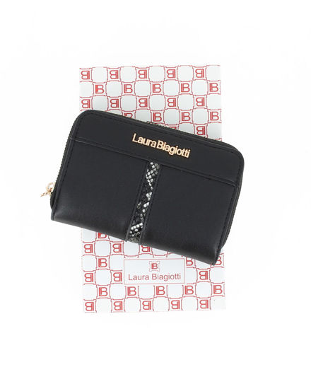 Immagine di LAURA BIAGIOTTI - Portafoglio nero da donna con due scomparti principali e inserto in cocco