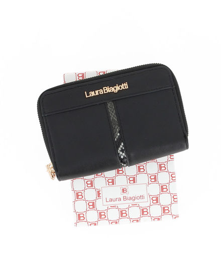 Immagine di LAURA BIAGIOTTI - Portafoglio nero da donna con doppia cerniera e inserto in cocco