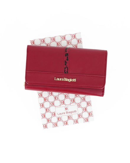 Immagine di LAURA BIAGIOTTI - Portafoglio rubino da donna con inserto in cocco sulla patta