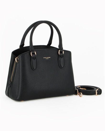 Immagine di DAVID JONES - Borsa a due manici nera con tre scomparti principali e tracolla removibile
