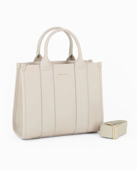 Immagine di DAVID JONES - Borsa a due manici latte con tracolla removibile