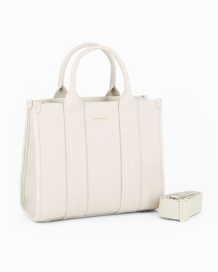 Immagine di DAVID JONES - Borsa a due manici crema con tracolla removibile