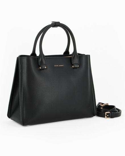 Immagine di DAVID JONES - Borsa a due manici nera con tre scomparti principali e tracolla removibile