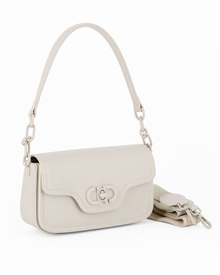 Immagine di DAVID JONES - Minibag crema con patta e chiusura a girello, tracolla removibile