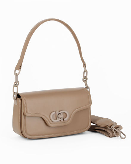 Immagine di DAVID JONES - Minibag cammello con patta e chiusura a girello, tracolla removibile