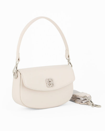 Immagine di DAVID JONES - Minibag bianca con patta e chiusura a girello, tracolla removibile